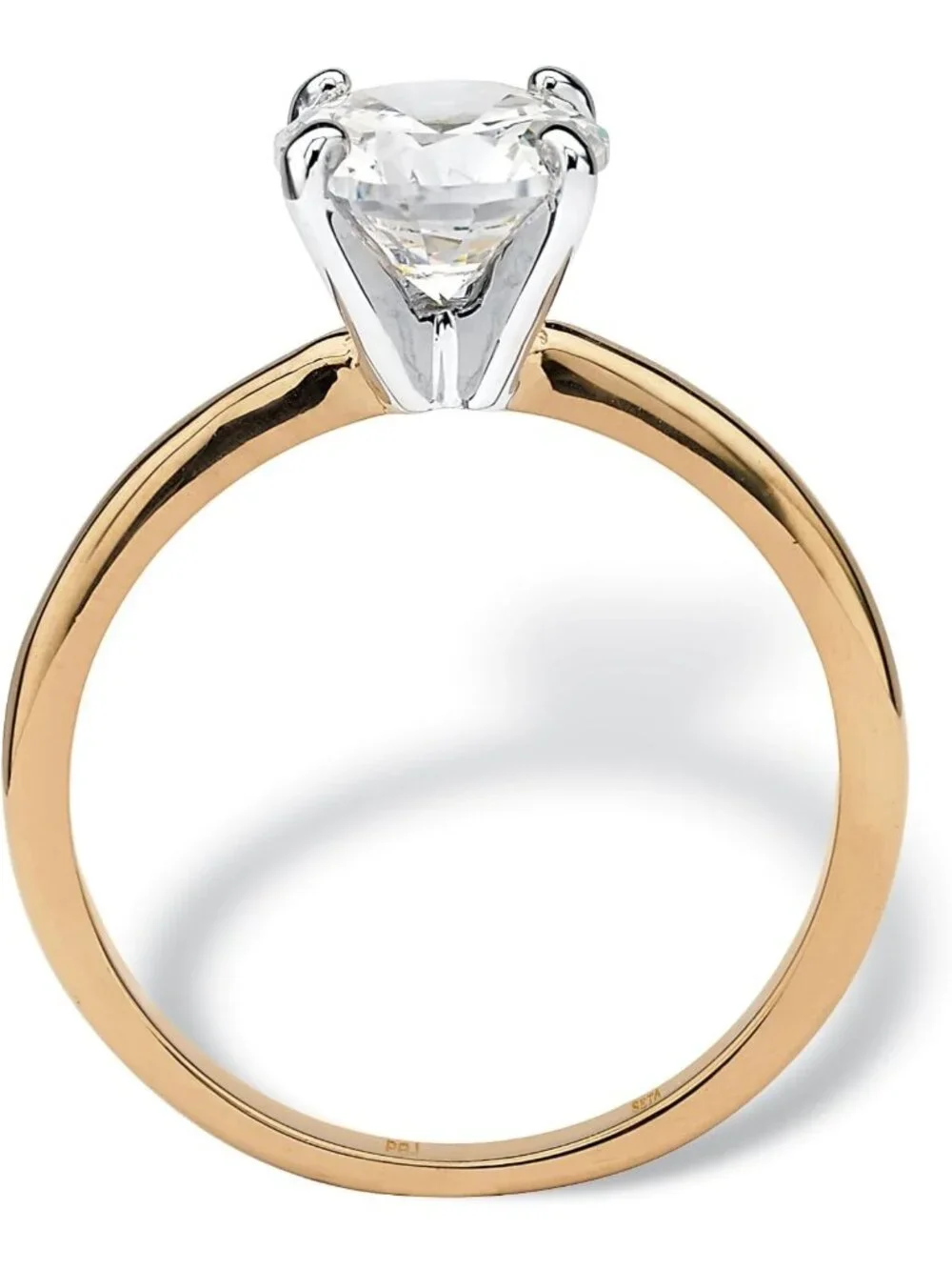 Stunning Yellow Gold-Plated 2.00 Carat Cubic Zirconia Solitaire Engagement Ring